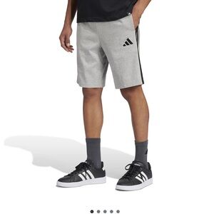 Adidas Men’s Essential Three Stripes Fleece Gray Shorts